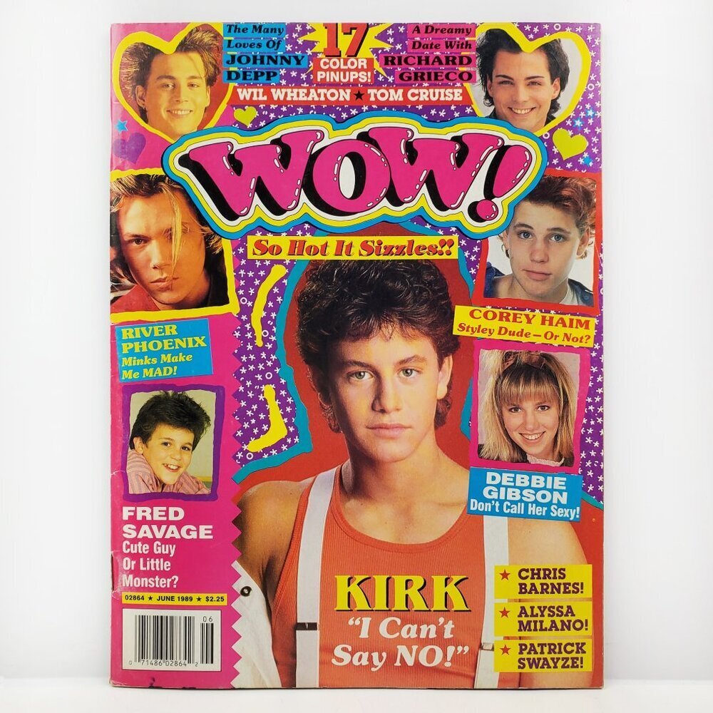 Wow! Magazine Vintage June 1989 Johnny Depp River Phoenix Bon Jovi Alf + Pin-Ups
